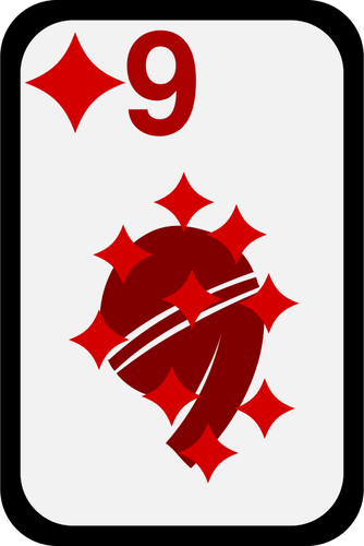 Nine Of Diamonds Funky Playing Card Clipart