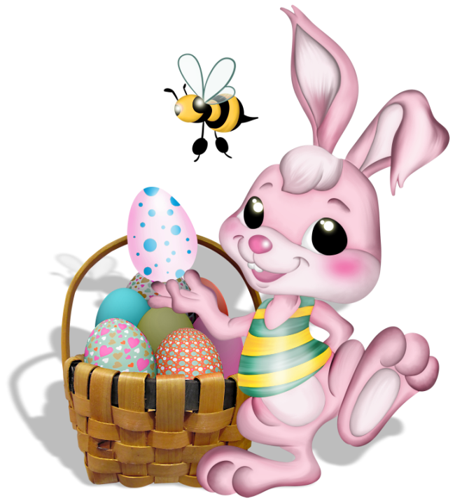 Pink Picture Easter Bee Cartoon With Bunny Clipart