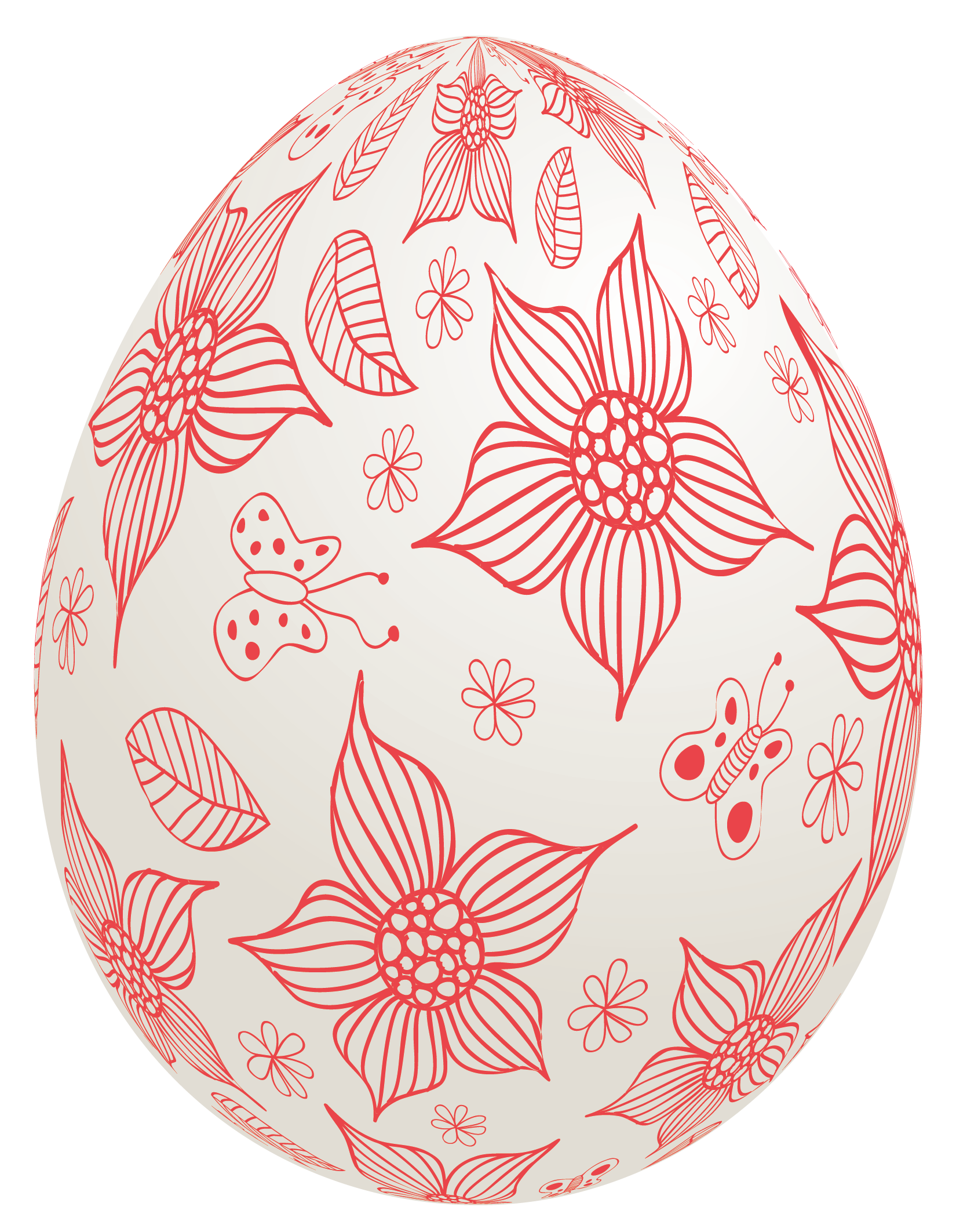 Picture Egg White Flowers With Bunny Red Clipart