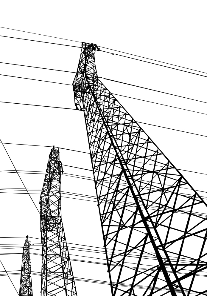 Painted Electric Power Electricity Lines Hand High Clipart