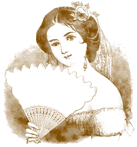 Vintage Lady With A Fan Clipart