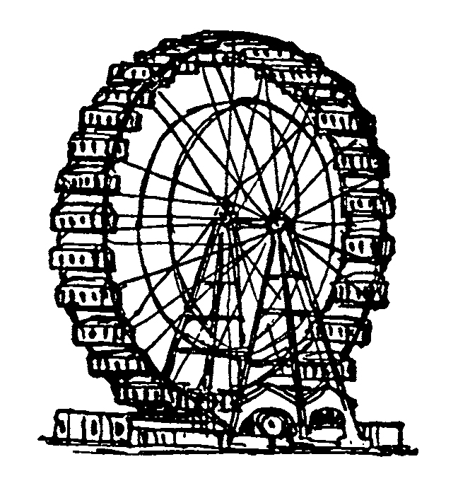 Simple Ferris Wheel Black And White Clipart