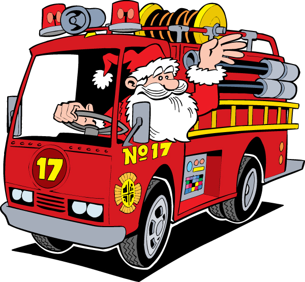 Santa On Fire Truck Hd Photos Clipart