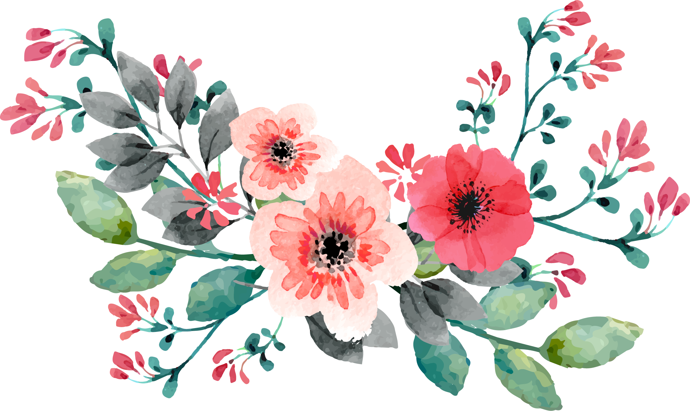 Digital Clipart Watercolor Flowers Watercolor Garden Floral Clip Art
