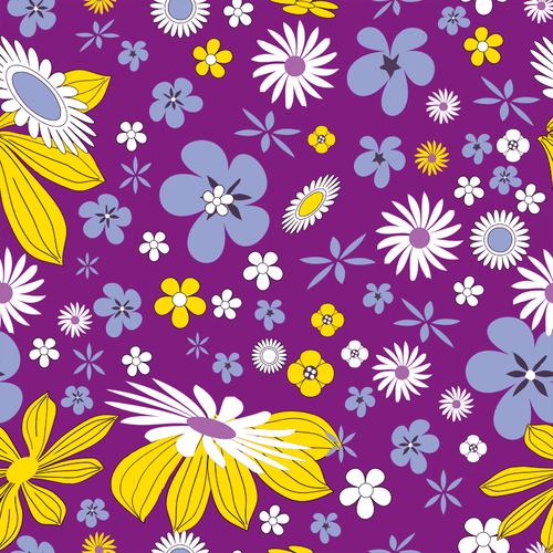 Flowers On Purple Background Clipart