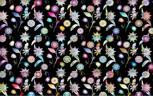 Prismatic Flowers And Black Bacground Clipart