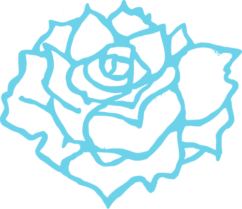 Of Full Bloom Rose In Blue Outline Clipart