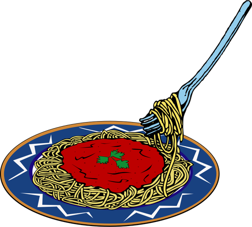 Of Spaghetti And Sauce Serving Clipart