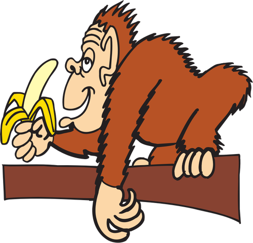 Ape Eating Banana Clipart