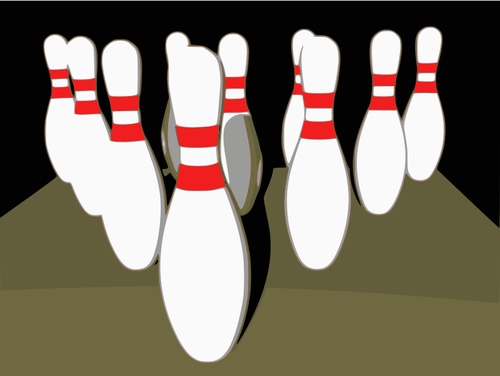Bowling Tenpins With Shadow Clipart