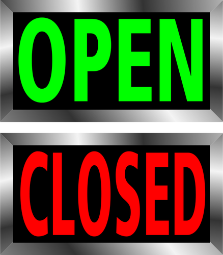 Open And Closed Metal Frame Signs Clipart