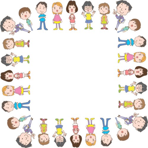 Colorful Kids In Frame Clipart