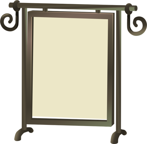 Self-Standing Mirror With Brown Frame Clipart