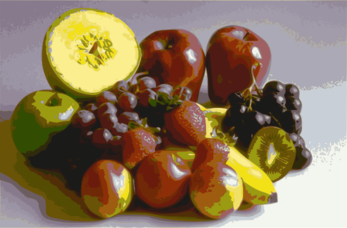 Of Stylized Fruit Selection On A Table Clipart