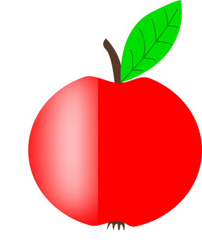 Red Apple With A Green Leaf Clipart