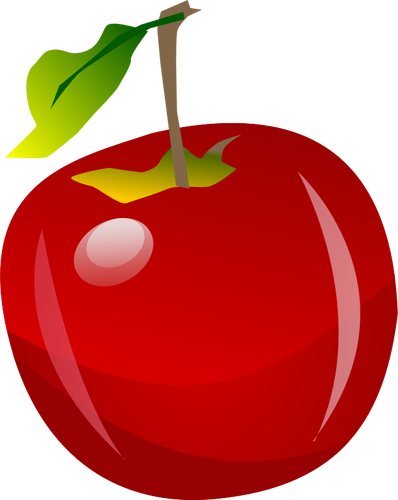 Of Shiny Red Apple With Tip Clipart