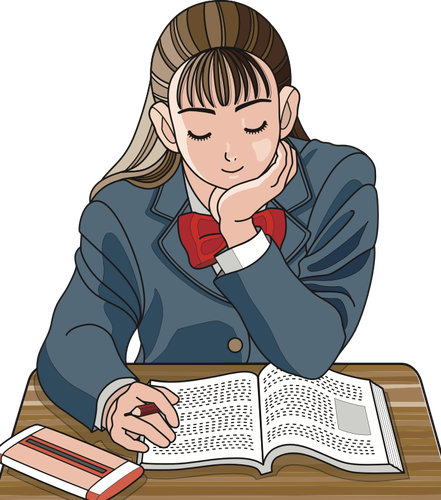 Schoolgirl Studying Clipart