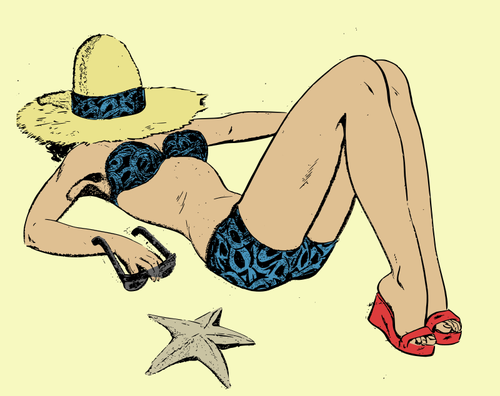 Retro Beach Girl Clipart
