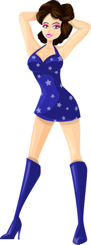 Brunette Model In Tight Clothes Clipart