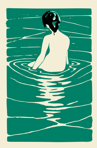 Of Lady Bathing In A Hot Spring Clipart