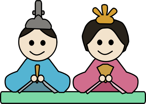 Of Male And Female Doll In Japan Clipart