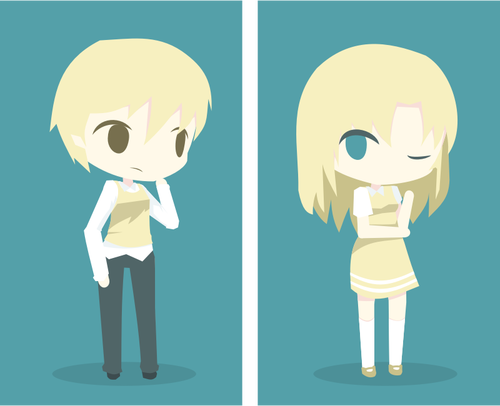 Blonde Anime Boy And Girl Clipart