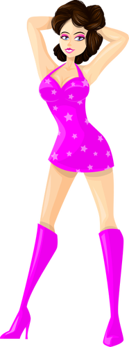 Dark-Haired Lady In Pink Clothes Clipart