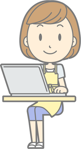 Satisfied Housewife With Laptop Clipart
