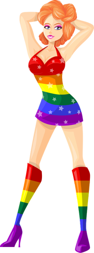 Ginger-Haired Lady In Lgbt Colors Clipart