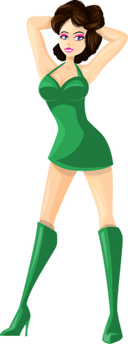 Young Lady In Green Costume Clipart