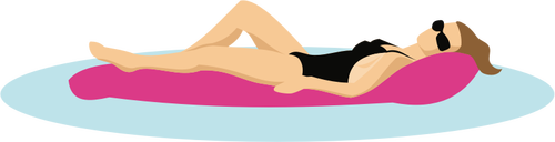 Lady Floating On Mattress Clipart