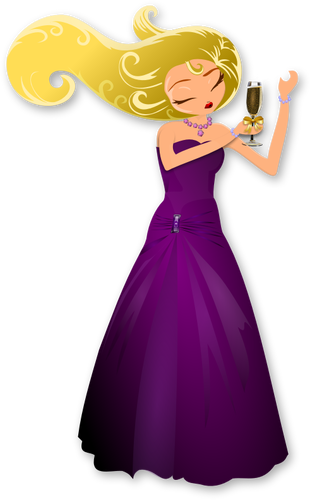 Of Blonde Lady Combing Her Hair Clipart