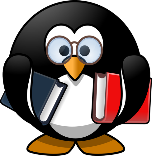 Penguin With Textbooks Clipart