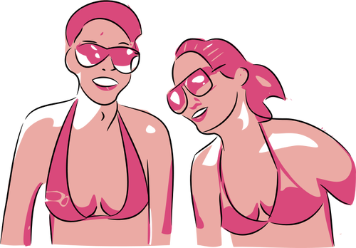 Of Girls At Beach Clipart