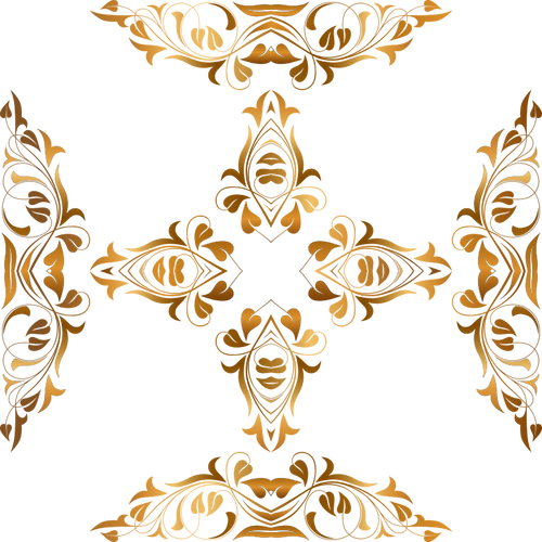 Floral Golden Crucifix Clipart