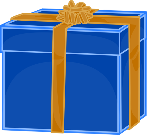 Of Blue Gift Box With Gold Ribbon Clipart