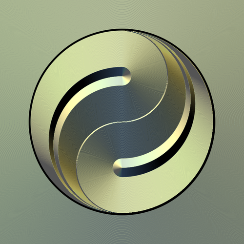 Graphics Of Ying Yang Icon In Gradual Gold Color Clipart