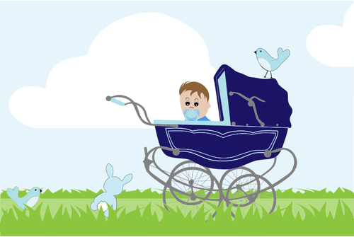 Baby Stroller In Nature Clipart
