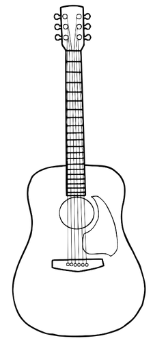Simple Line Art Of Acoustic Guitar Clipart