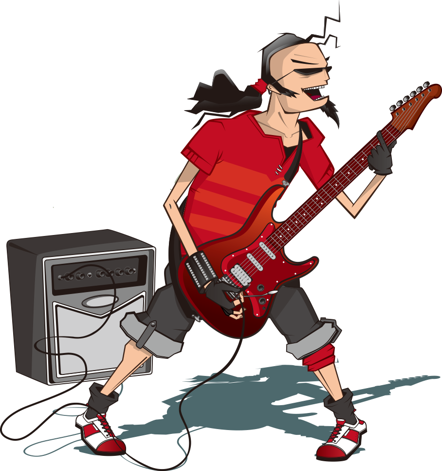 Character Illustration Playing Guitar Vector Cartoon Clipart