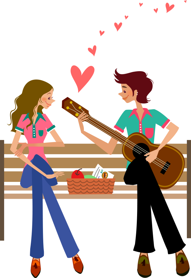 Guitar Couple Cartoon Illustration Stock Download HQ PNG Clipart