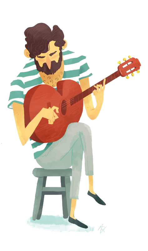 Guitar Illustration Cartoon Ukulele Man Free Clipart HQ Clipart