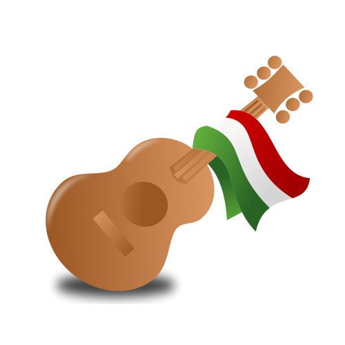 Of Guitar And Flag On It Clipart