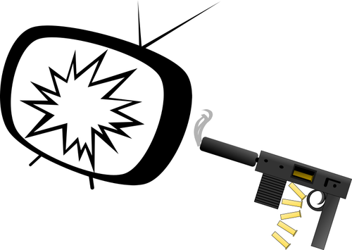 Gun And Broken Tv Clipart