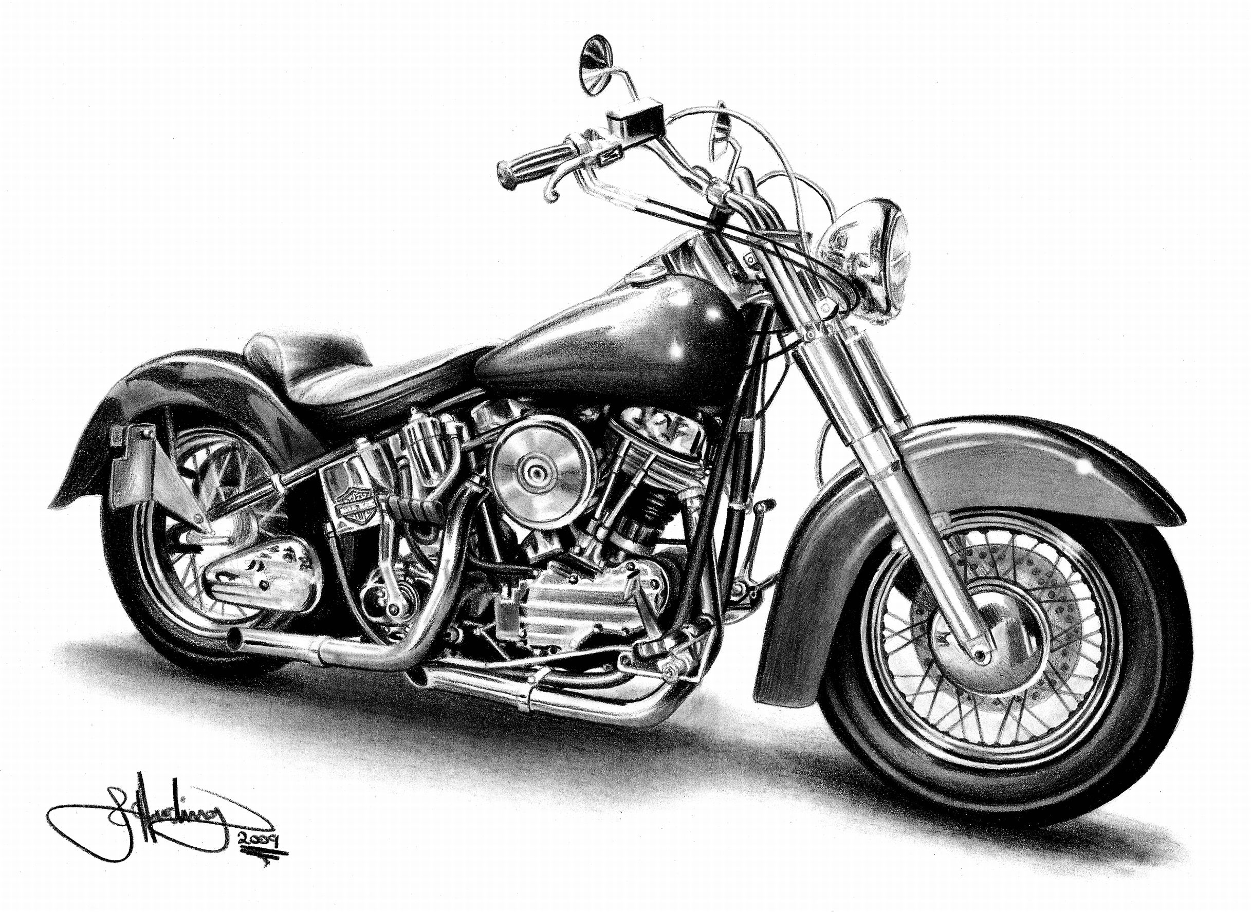 Harley Davidson Motorcycle And Others Art Clipart