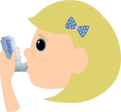 Of Young Girl Using Asthma Spray Clipart