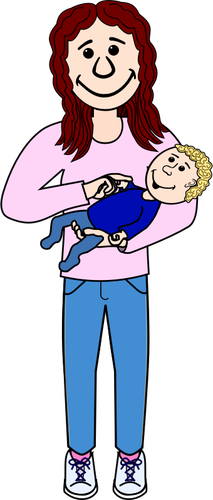 Mother With Baby On Her Arm Clipart
