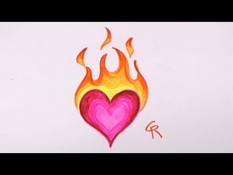 Heart With Flames Easy To Draw Flaming Clipart