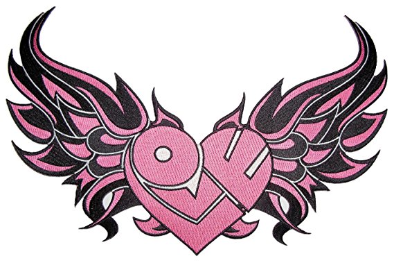 Leather Supreme Pink Tribal Heart With Flames Clipart