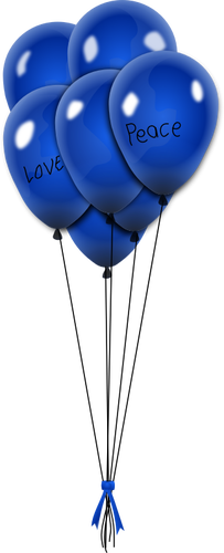 Of Blue Balloons On Strings With Ribbon Clipart